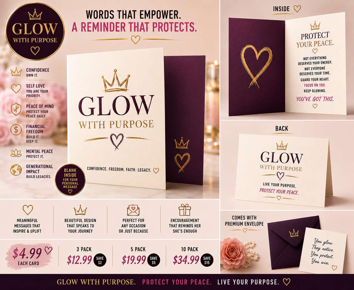 Glow With Purpose Affirmation Cards