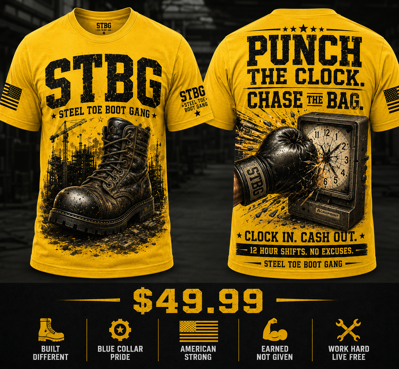 Steel Toe Boot Gang Collection-Yellow Tee