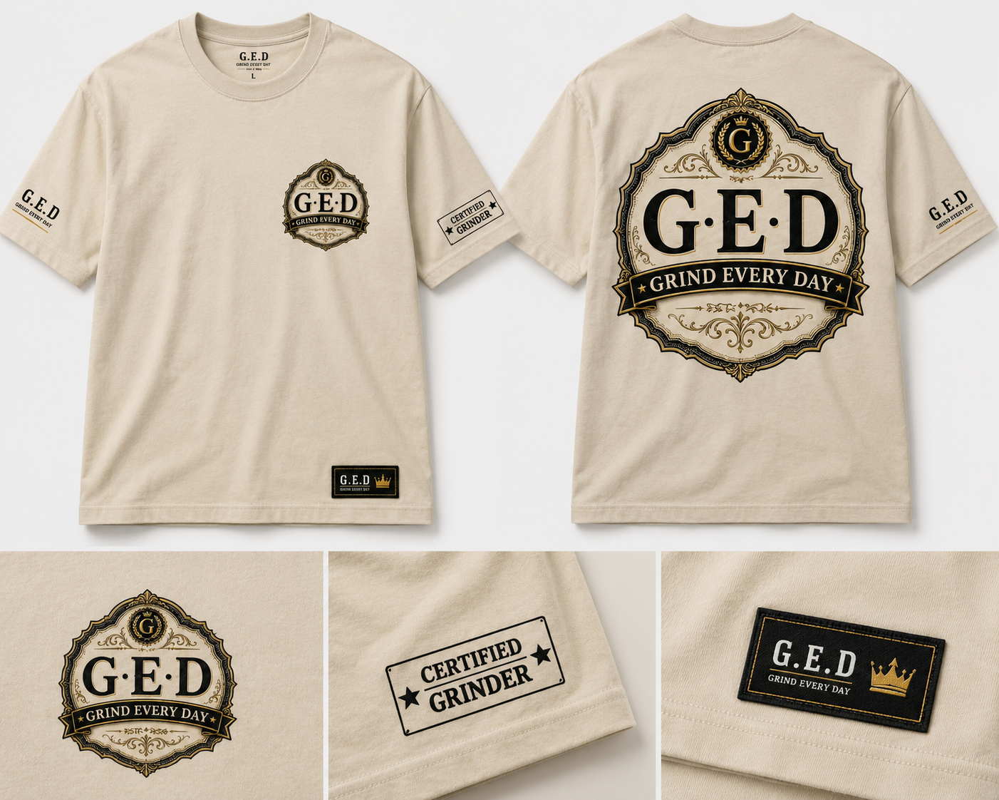 GRIND EVERY DAY Cream Tee