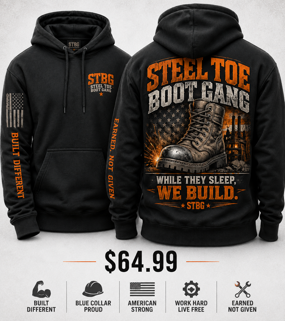 Steel Toe Boot Gang Collection-Hoodie/Built Different Edition