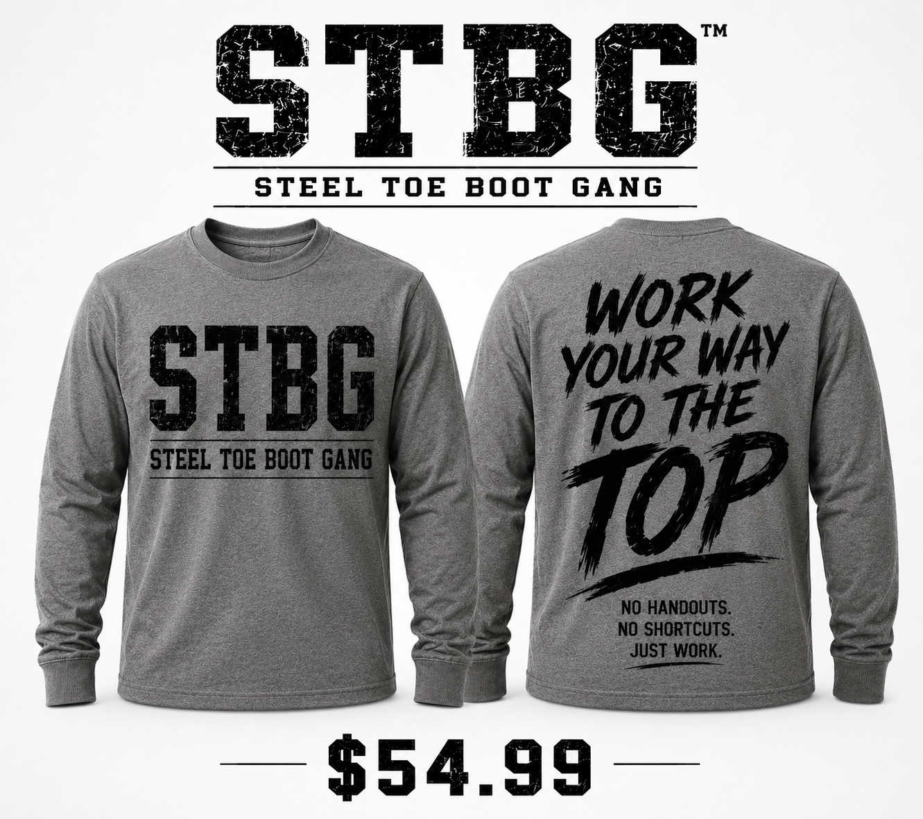 Steel Toe Boot Gang Collection-Gray Long Sleeve